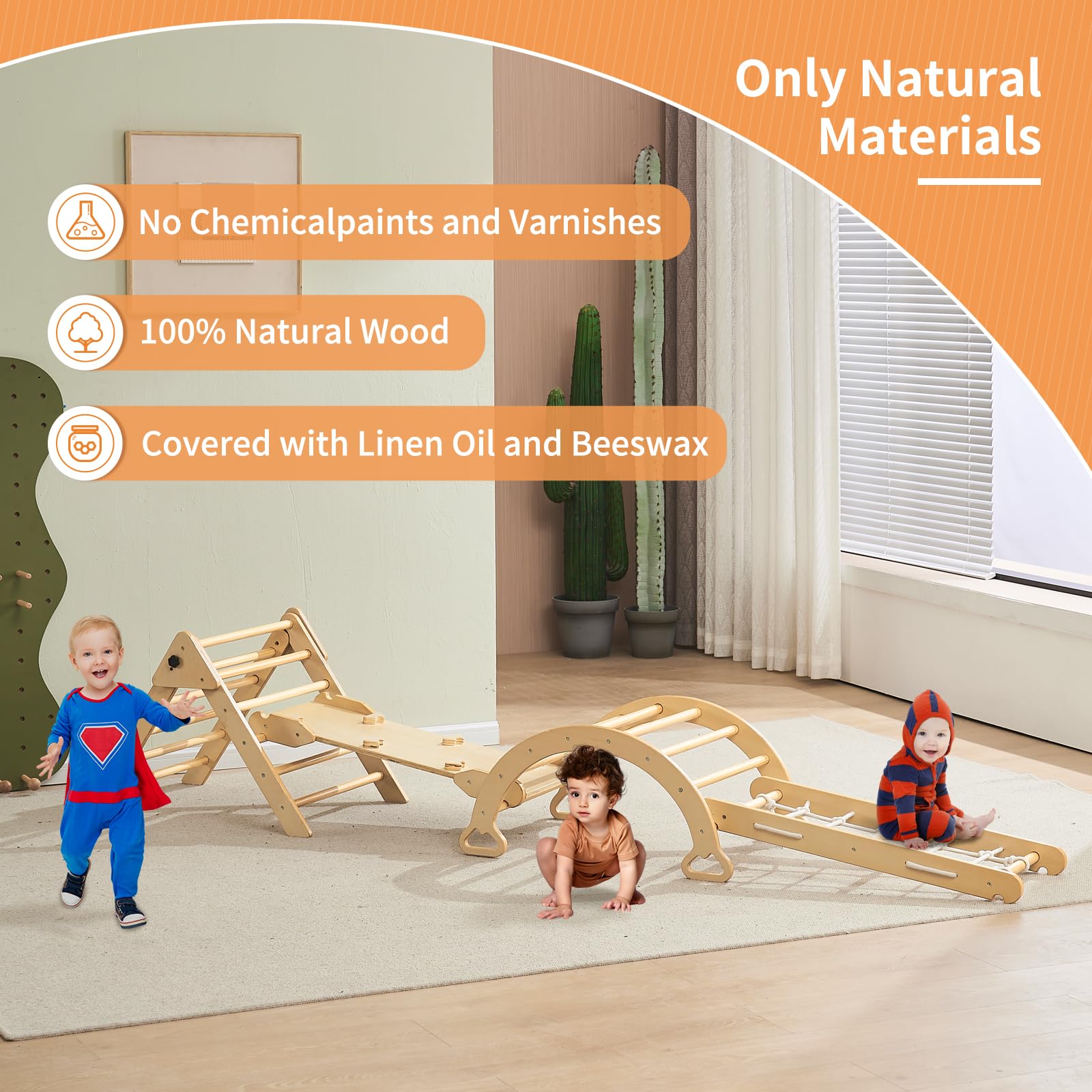 Lovery Play Gym Pikler Triangle Set 7in1 Toddler Climbing Toys