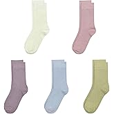 SERISIMPLE Viscose Bamboo Kids Crew Socks School Anti Odor Socks for Boys Girls Uniform Light Weight Flat Seam Socks 5 Pairs