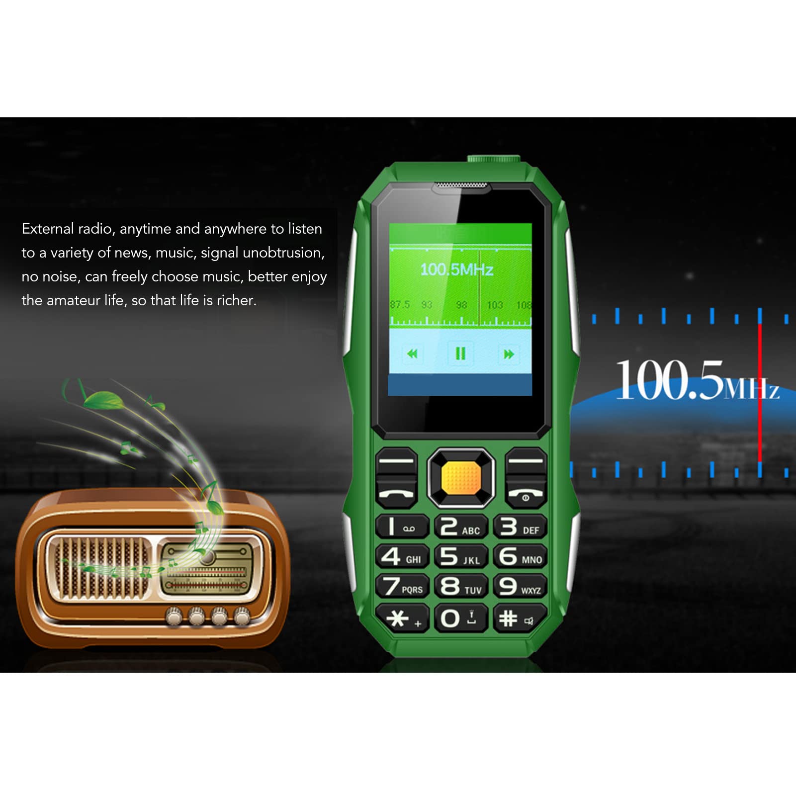 Tangxi Mini Rugged Cell Phone for Senior, 1.8 Inch Drop Proof and Dust Proof Outdoor Mobile Phone, 5800mAh Battery 32MB Unlocked GSM Cell Phone (OD Green)