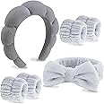 VELSCRUN 6 Pack Hairband, Grey Microfiber Bow Tie Hairbands, Makeup Headband, Face Wash Headband, Skincare Headbands, Ideal Gift for Women Girls
