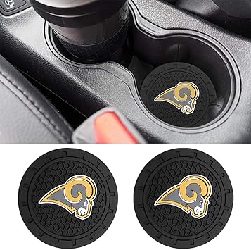 Amazon Com Coolsport 2 75 Inch Diameter Oval Tough Car Logo Vehicle Travel Auto Cup Holder Insert Coaster Can 2 Pcs Pack For Los Angeles Rams Team Automotive