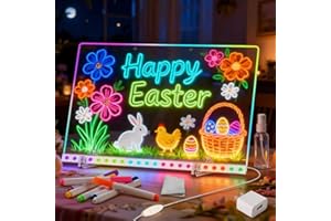 LED Drawing Board with Colors, 14x10'' 3 Modes & 7 Color-Lighting Acrylic Dry Erase Board Glow, Light Up Led Note Board with 