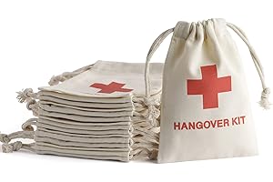 PandaSew Hangover Kit Bags Party Favor Bags for Bachelorette Survival Kit Bags Jewelry Bag Luxury Beige Cotton Canvas Drawstr