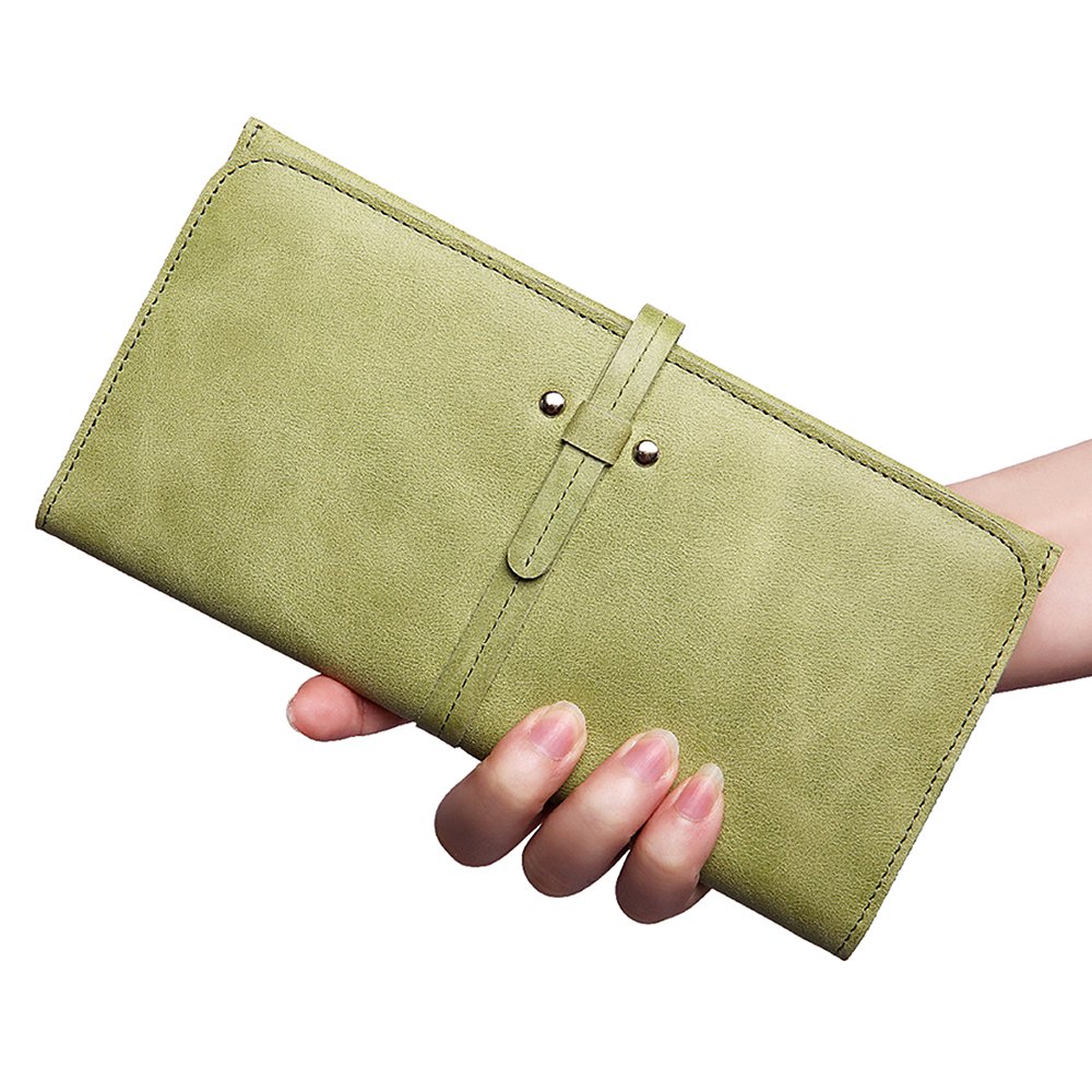 ZOOLER GLOBAL Women’s Genuine Leather Clutch Wallets Wristlet Organizer Purse with Large Space Card Hold Green