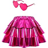 Fumwase Girls Ruffle Sparkle Skirt - 3-Layer Dance Skirt with Sunglasses