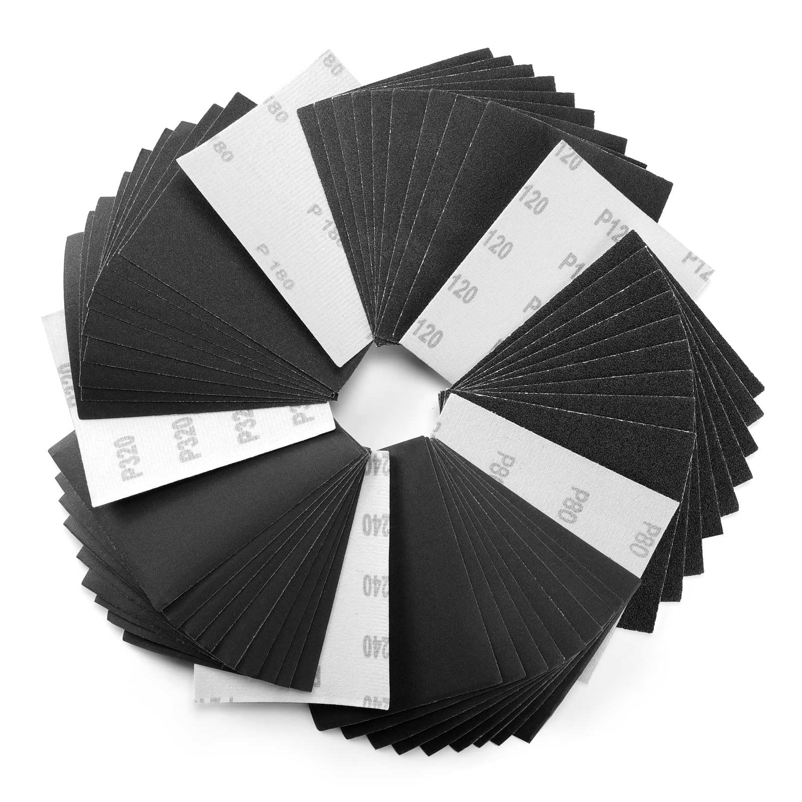 Photo 1 of 1/4 Sheet Sandpaper Assorted 80/120/180/240/320 Grit Hook & Loop or Clip on Sander Sheets 5.5" x 4.5" Silicon Carbide Sanding Sheets for Wet/Dry Palm Sanders Polishing Accessories, 50PCS