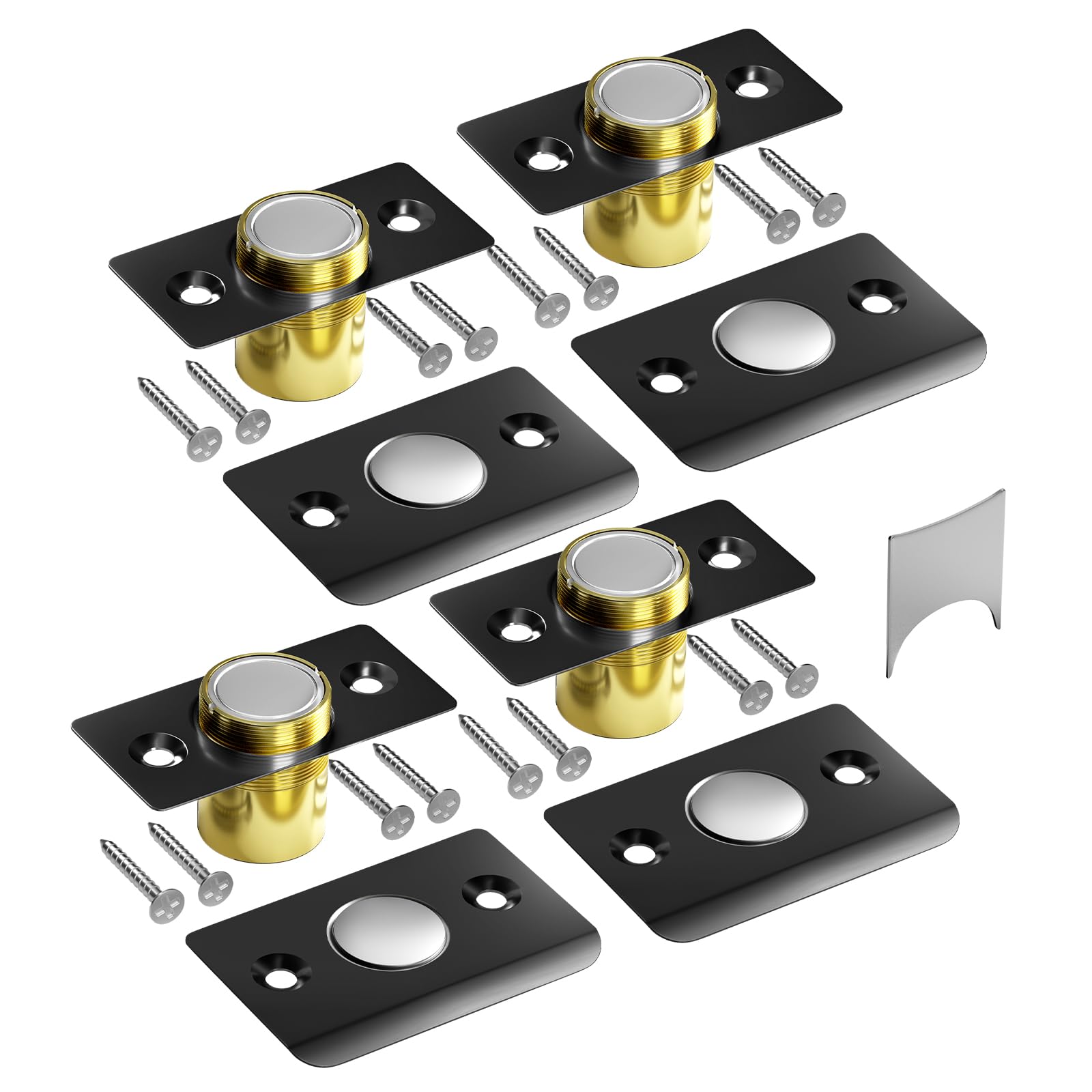 Tonitrui Silent Ball Catch, Adjustable Strong Magnet Door Catch，Using Noise Free, Replacing Door Ball Catch, with Identical Installation Dimension(4 Pack, Black)