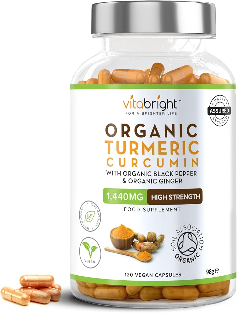 VitaBright Turmeric Curcumin 1440mg 120 Tablets Organic Ginger Black Pepper