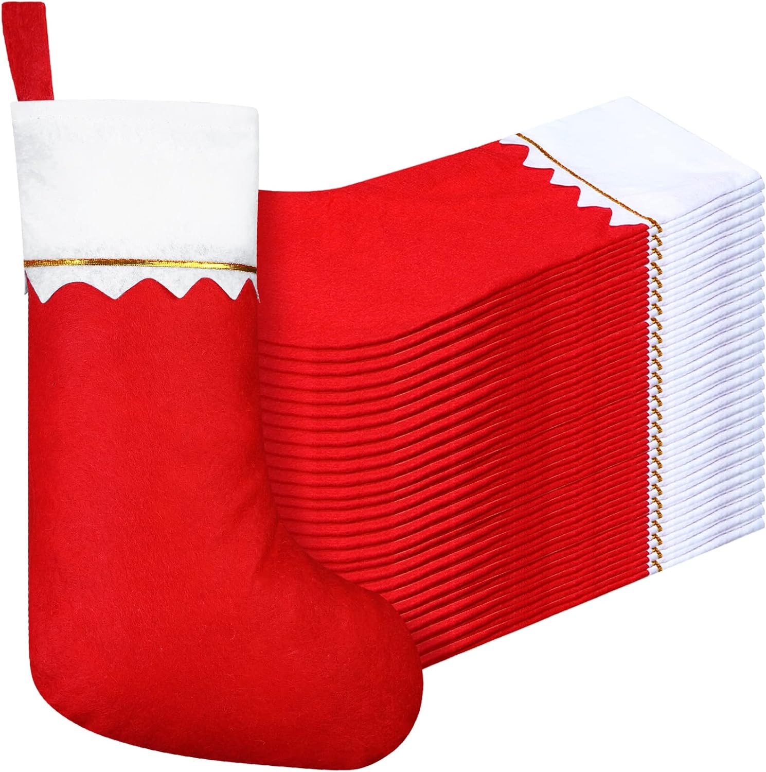 Stockings & Holders - Felt Christmas Stockings 15 Inch Party Favors Stockings Xmas Decoration Stockings Rustic Christmas Santa Stockings for Christmas Holidays Anniversaries Home Bedroom Decorations (Red, 24 Pieces)