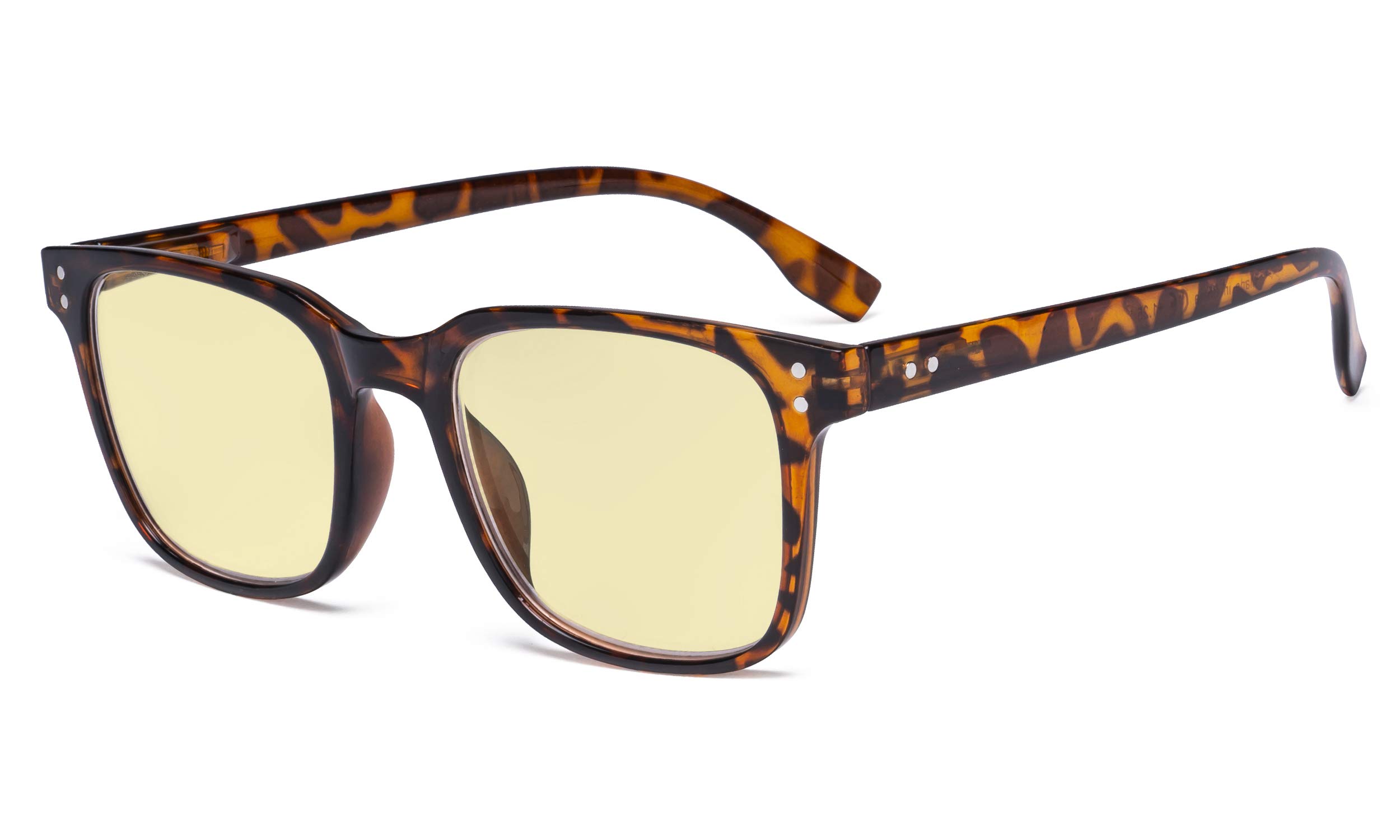 Eyekepper Large Blue Light Blocking Glasses Men Women - Anti Digital Glare UV Ray Square Computer Reading Glasses with Yellow Filter Lens - Tortoise +1.50 — image 1
