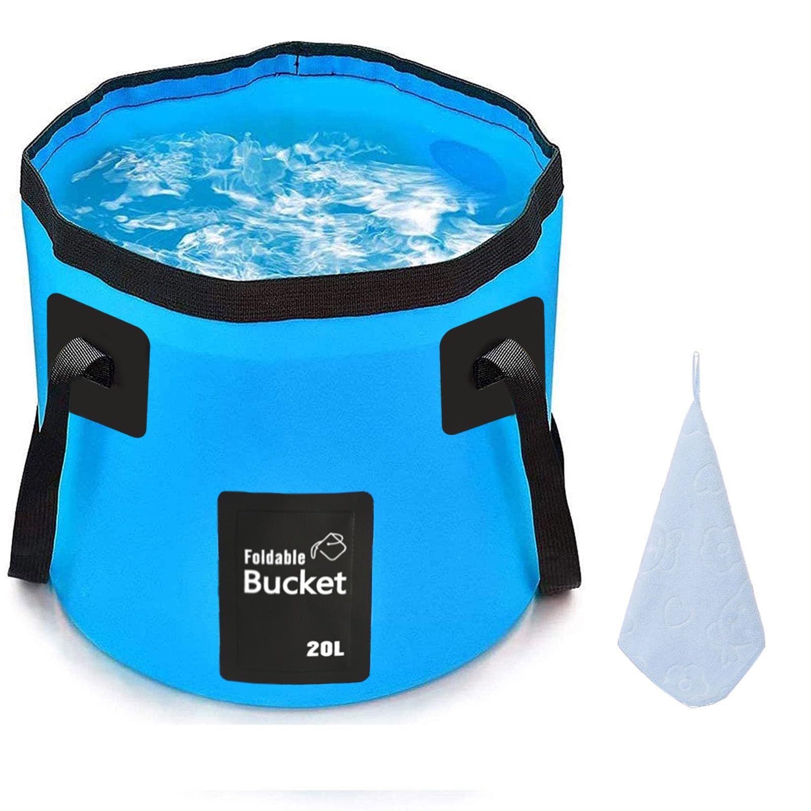 12L 20L Folding Water Bucket, Outdoor Sports Lightweight Portable Collapsible Bucket for Camping Traveling Picnic Hiking Fishing Boating Gardening Car Washing (12L, Blue)
