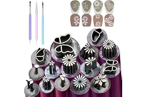 FUPAH 15PCS Nail Art Flower Stamp Pen, Nail Art Stamp Pen Set, 6PCS Nail Art Stamp Pens DIY Nail Art Tools, Nail Art Pens Nail Design Tools for Nail Art, Dotting Tools Nail Art Nail Graffiti for DIY (15)
