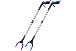 HPr-HPi 2-Pack Reacher Grabber Tool, Foldable Trash Picker Grabber, Trash Gripper, Garden Nabber, Litter Picker, Extended Grabber（Purple/Blue)