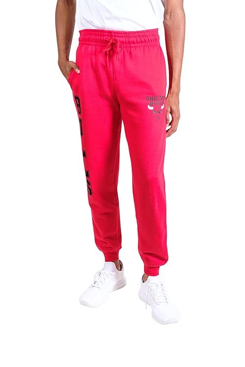 Ultra Game NBA Men's Super Soft Team Jogger Sweatpants, Chicago Bulls, Team Color, Medium