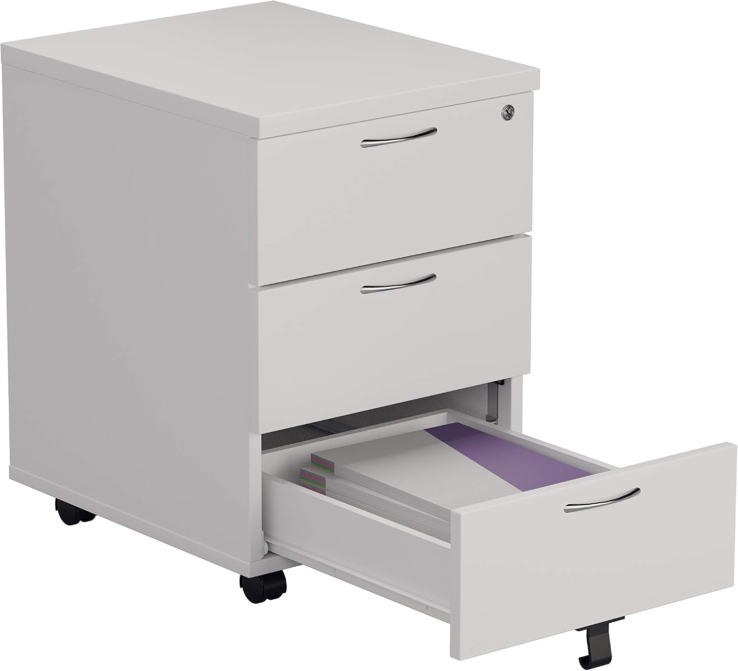 Office Hippo Heavy Duty 3 Drawer Mobile Pedestal Storage Cabinet, Office Storage, Office Cabinet with Lockable Storage - Image 4