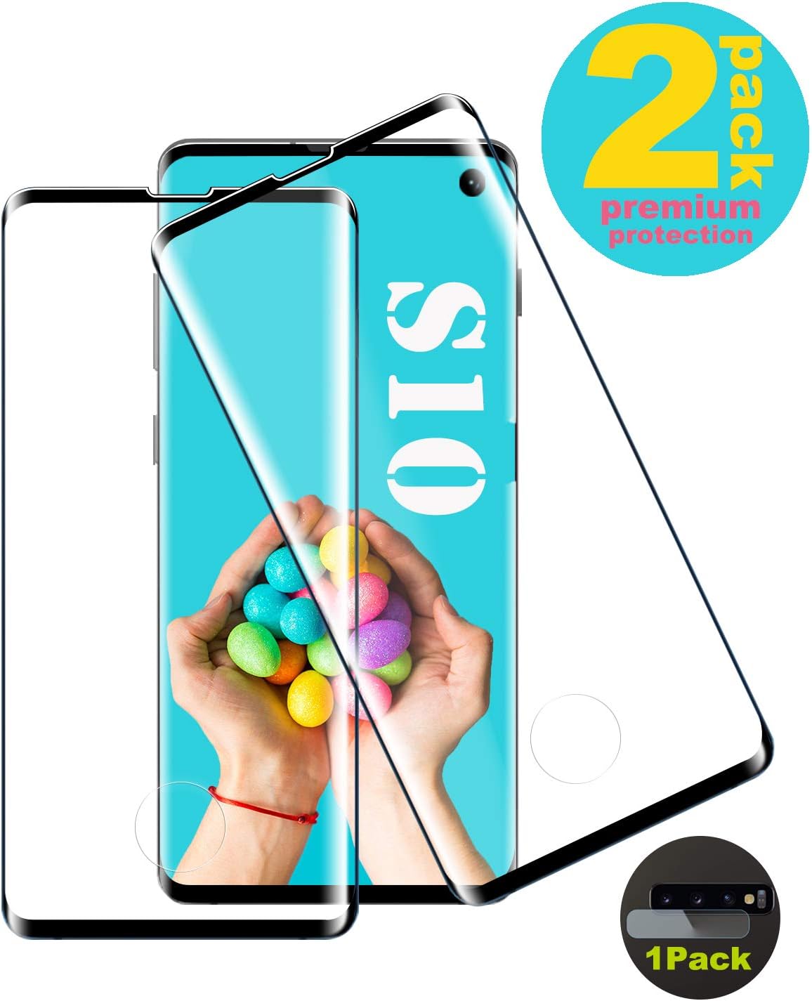 Cavalrywolf Galaxy S10 Screen Proetctor, [2-Pack] Premiun 3D Tempered Glass [Support Fingerprint Sensor] [9H Hardness] [Ultra Clear] [Scratch Terminator] Screen Protector for Samsung Galaxy S10