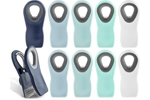 COOK WITH COLOR Bag Clips with Magnet- Food Clips, Chip Clips, Bag Clips for Food Storage with Airtight Seal Grip for Bread Bags, Snack Bags and Food Bags (Blue Ombre, Pack of 10)