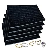 5Pack Black Velvet Ring Organizer Foams Earring Storage Box，100 Slot Foam Insert Stud Earring Holder (11 x 7 x 0.5 In) ，Earring Jewelry Ring Inserts Display Pad Jewelry Display Retail Showcase Box