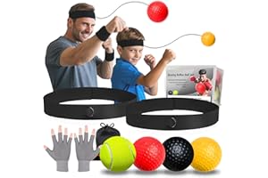 FUNUCURR 2-Pack Boxing Reflex Ball Pack for MMA Boxing Reaction Training-Adjustable Ball Headbands+ 4 Different Levels Balls for All boxbollen Game & Reaction Game
