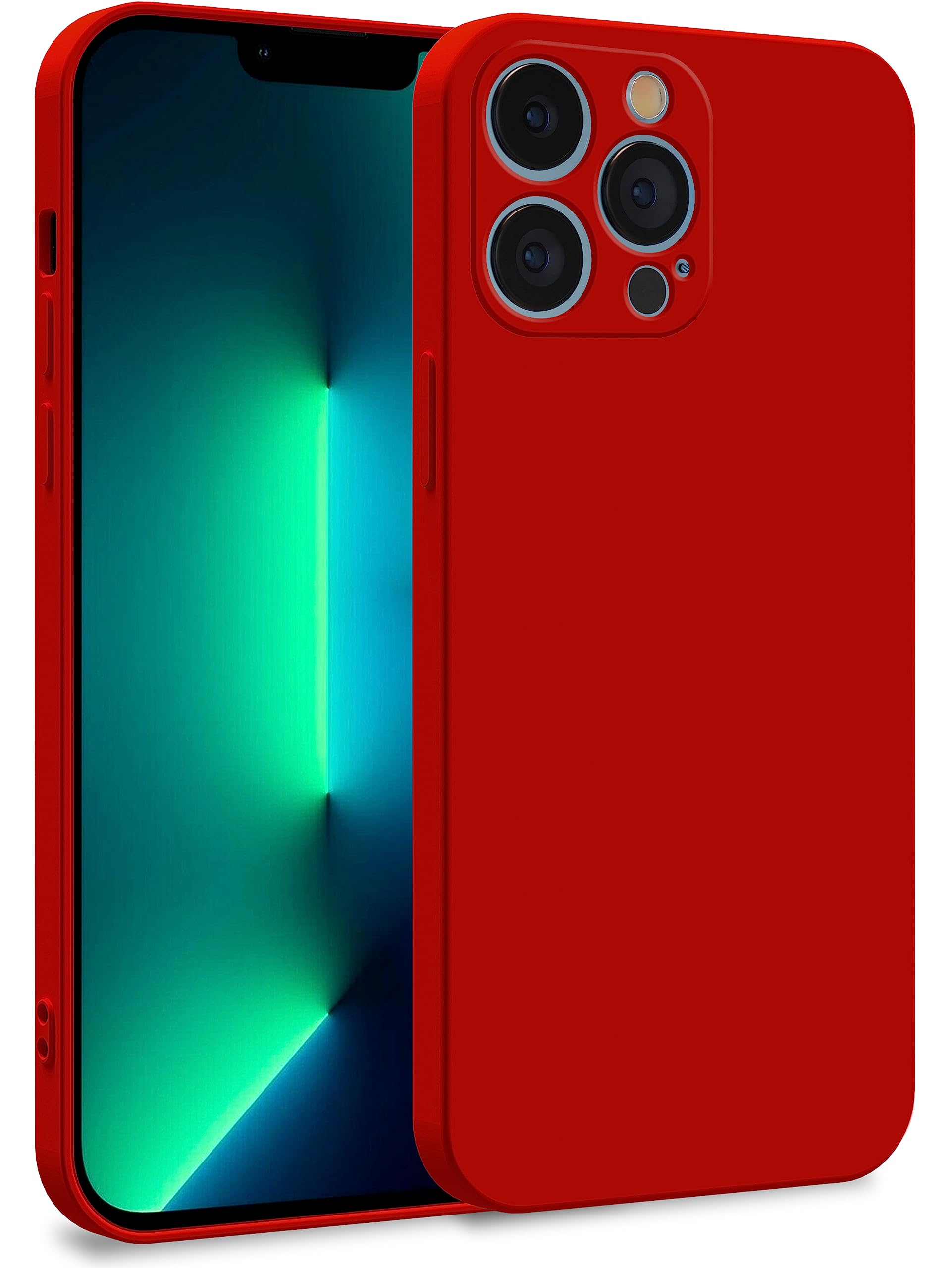 MyGadget TPU Case for iPhone 13 Pro - Cover Dual Layer with Camera Protection | Inner Lining - Soft Touch Rubber & Anti-Scratch Shell Red