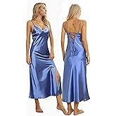 ALCEA ROSEA Women Silk Satin Nightgown Sexy Lace Chemise Lingerie Long Sleepdress for Ladies Sleepwear Slip Negligee