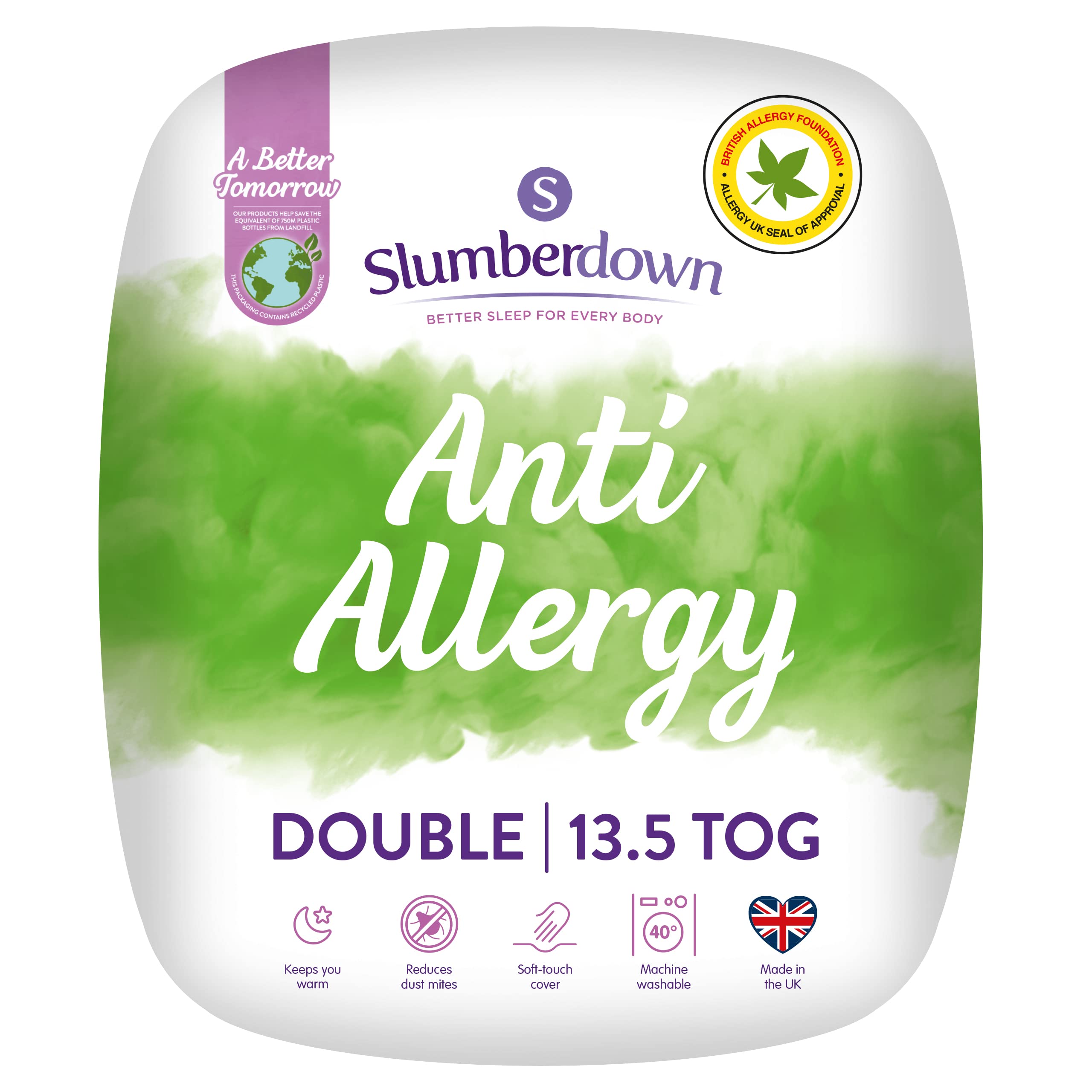 Slumberdown Anti Allergy Double Duvet 13.5 Tog Winter Duvet Double Bed, White