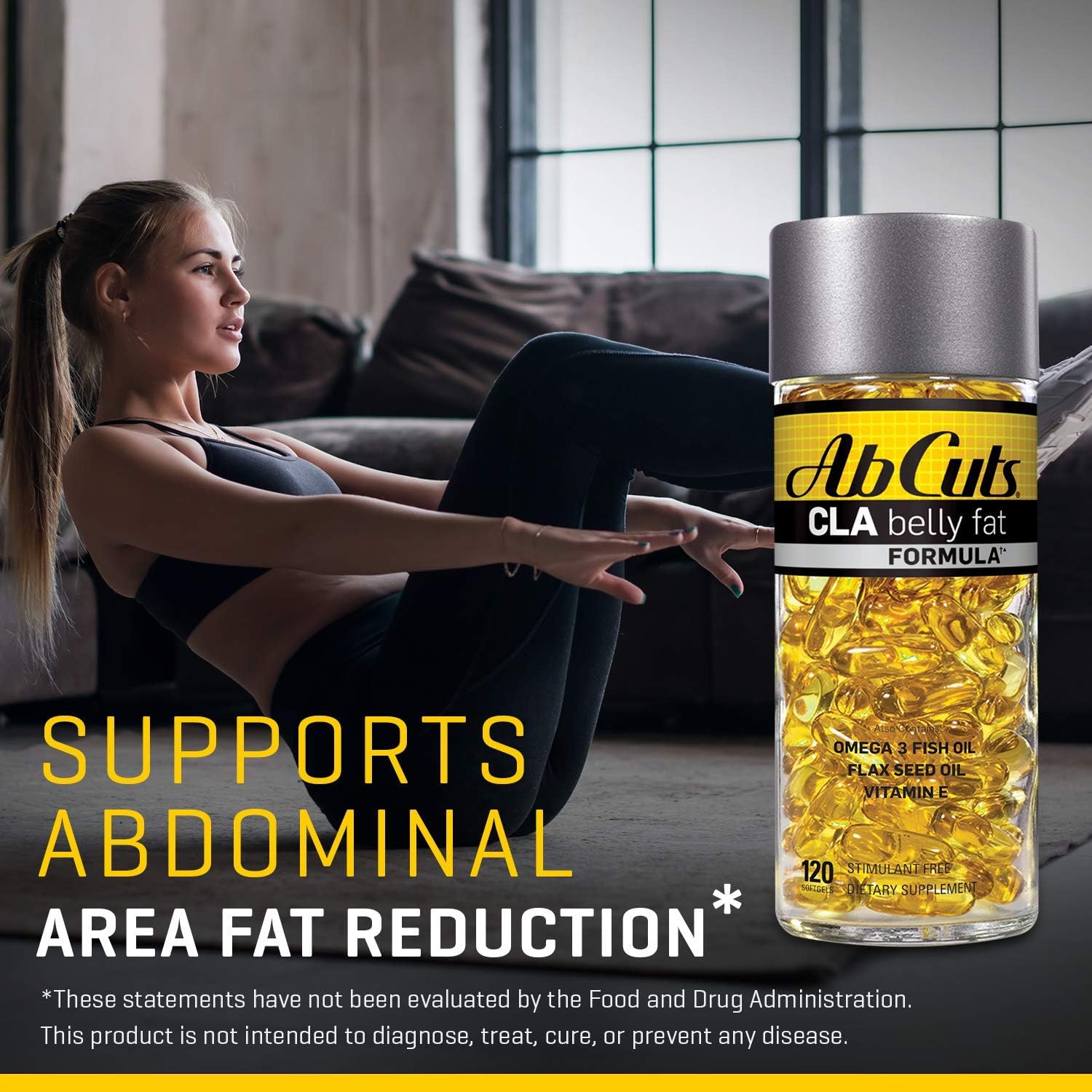 Ab Cuts CLA Belly Fat Formula, Weight Loss Supplement for Men and Women, Fat Burner, Omega 3 Fish Oil, Flaxseed Oil, Vitamin E, 120 Softgels: Health & Personal Care