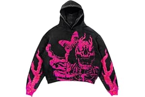 Retro Y2K Hoodie Gothic Casual Alphabet Blast Print Pattern Skull Fashion Hoodie Men Harajuku Men Clothing
