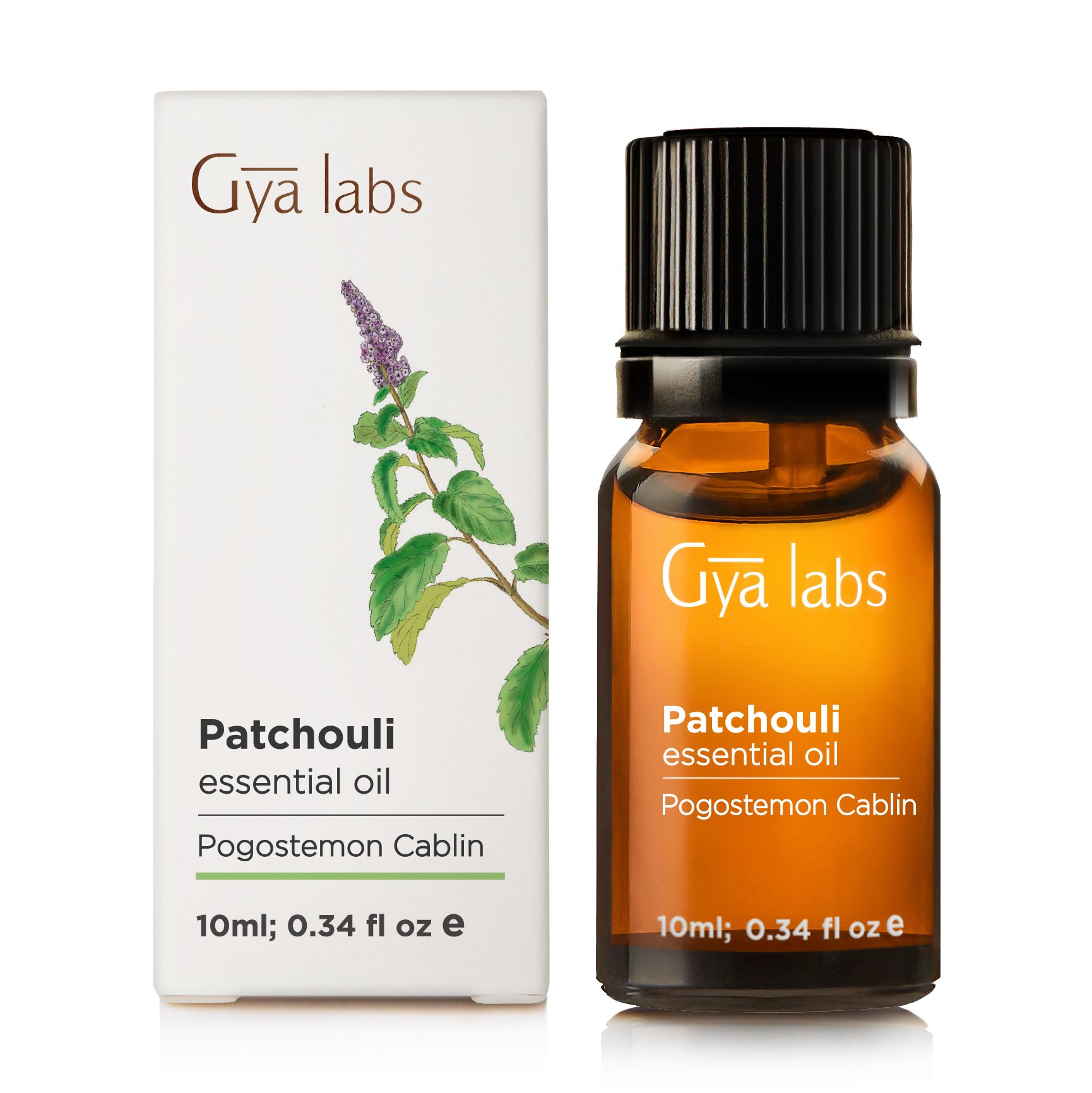 Organic Patchouli Essential Oil (Indonesia) , 100% Pure Natural & Therapeutic Grade For Men & Women (10ml , Gya Labs)