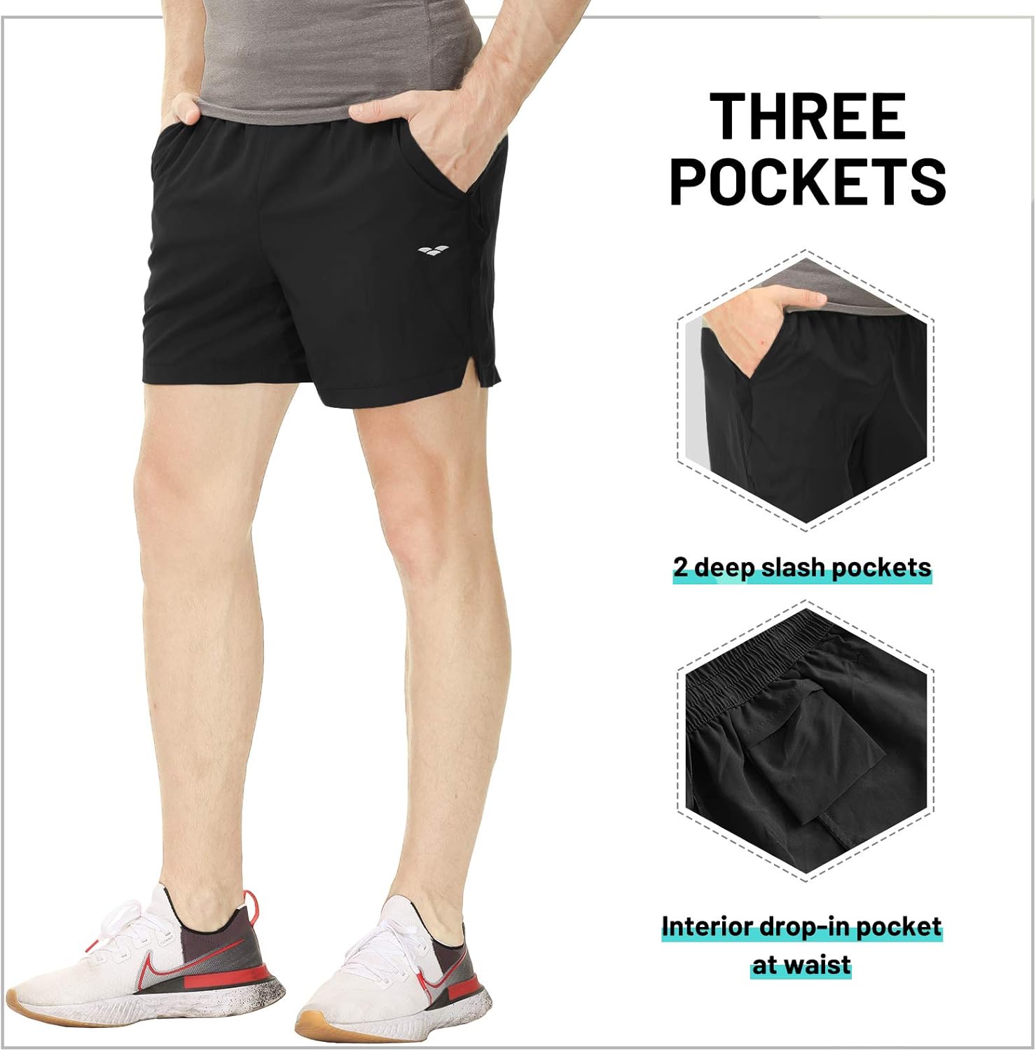 MIER Men's Workout Running Shorts Quick Dry Active 5 Inches Shorts with Pockets, Lightweight and Breathable: Clothing