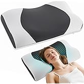 MOONOUU Cloud Align Pillow, Ergonomic Zero-Pressure Soft Memory Foam Pillow for Neck Pain Relief, Neutral Alignment for Side & Back Sleepers, Gently Provides Cervical Support, Washable Pillowcase