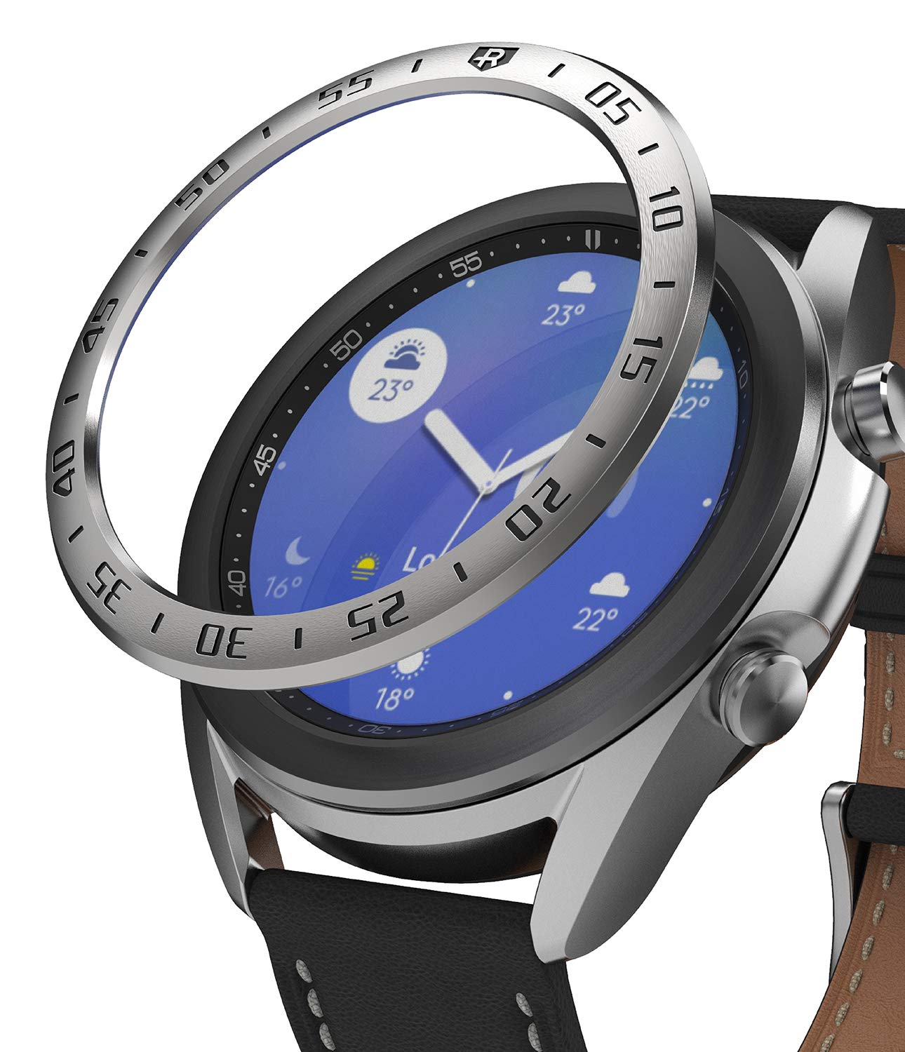 Ringke Bezel Styling for Galaxy Watch 3 41mm [Stainless Steel] Bezel Ring Adhesive Cover Scratch Protection for Galaxy Watch3 41mm Accessory - Silver (41-01)