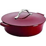 Anolon 51821 Vesta Braiser/Short Cast Iron Dutch Oven, 5 Quart, Paprika Red