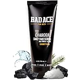BAD ACE Daily Men's Charcoal Face Wash with Scrubs, Korean Exfoliating Face Wash - Premium Face Scrub for Men, Deep Cleansing Skin Care | Men's Facial Cleanser for Oily Skin & Normal Skin, 4 oz