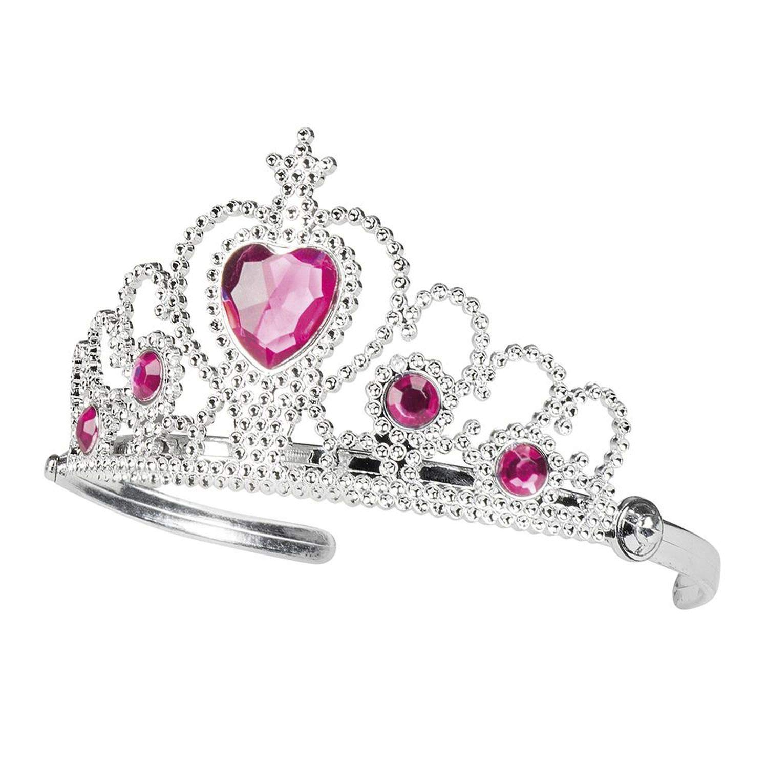 Boland 44079 Grace Headband for Children, Silver Pink, Tiara, Crown, Princess, Queen, Gemstones, Costume, Carnival, Theme Party