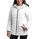 Reebok Womens Puffer Jacket - Midweight Quilted Snow Glacier Shield Full Zip Winter Coat for Women with Hood & Zip Pockets