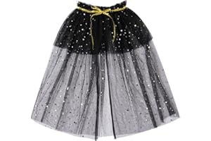 Twopumpkin Toddler Kids Little Girl Halloween Costumes Fariy Witch Sparkle Cape Glitter Cloak Baby Princess Party Outfit (Sparkle Black, 3-5 Years)