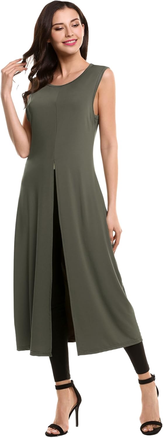 floral front slit maxi tunic