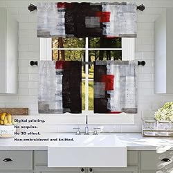 Batmerry Art Modern Abstract Window Curtain, Red