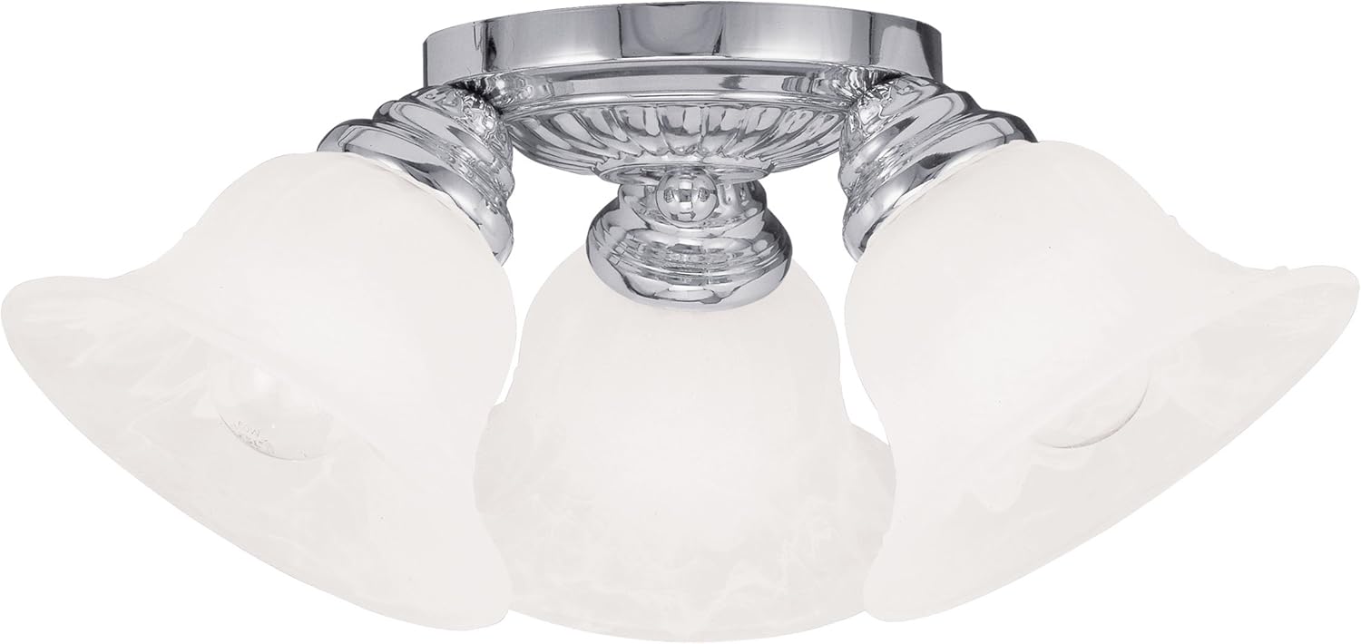 Best Progress Lighting Alabaster Glass Collection 1-Light Chrome Flushmount
