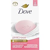 Dove Beauty Bar Soap Pink Rosa, 6 Bars for Soft, Smooth Skin, Cleans & Moisturizes 3.75 oz