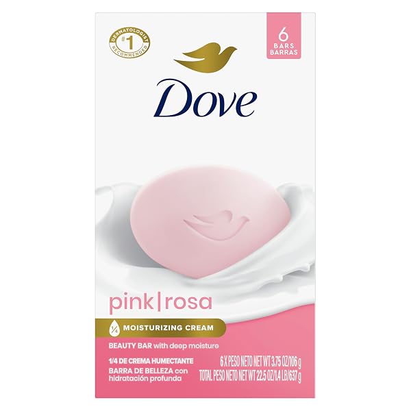 DOVE BEAUTY BAR SOAP PINK ROSA, 6 BARS...