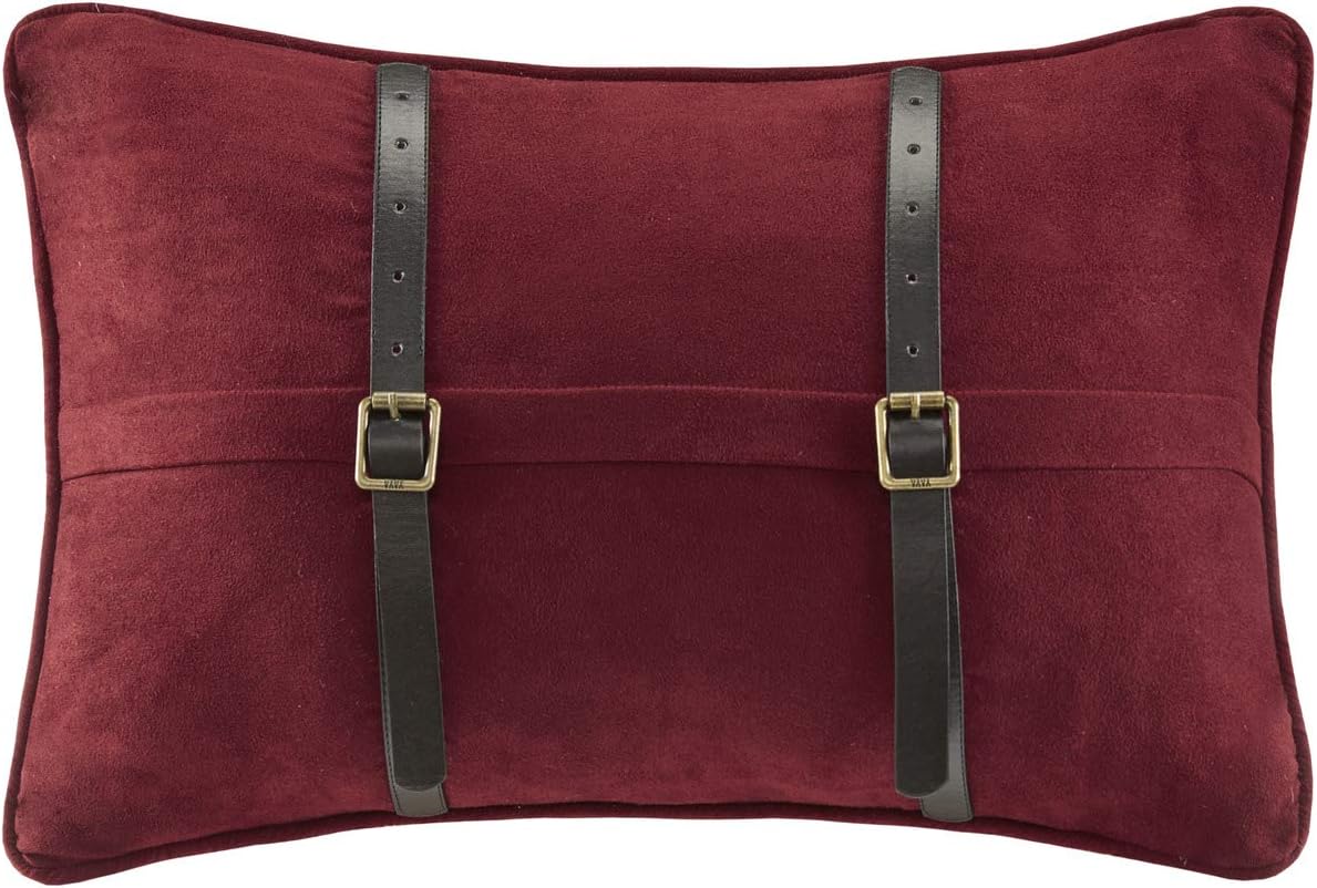 Woolrich Ryland Microsuede Oblong Pillow Red,