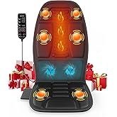comrelax Massage Seat Cushion with Heat and Cooling Fan, Vibration Back Massager for Chair with 6 Motors, Chair Massager Pad for Office Chair, Sofa and Recliner, Jet-Black