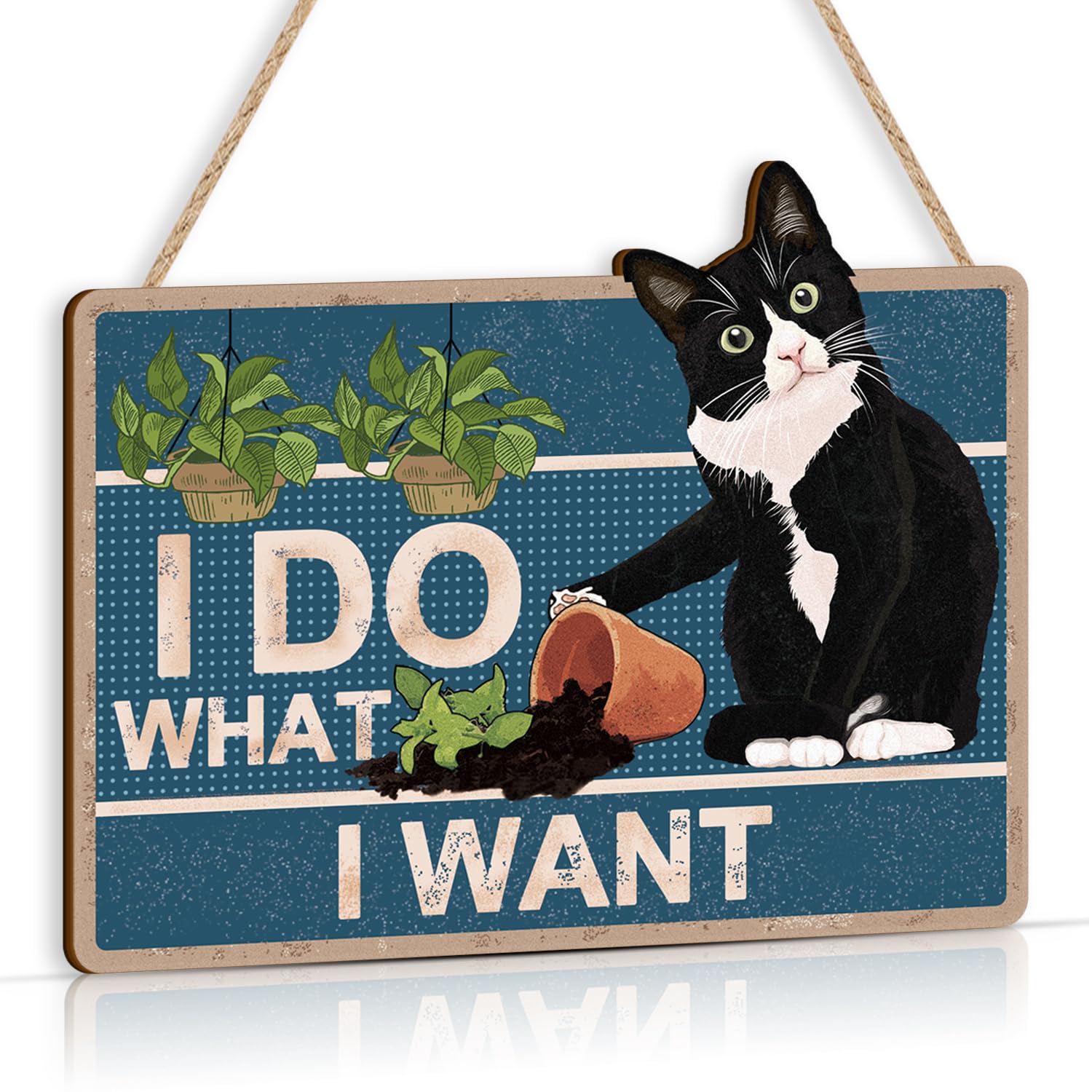 TOARTi Black Cat Wood Plaque for Home Decor, Funny Quote 'I Do What I Want' Door Hanging, Pet Lover Gifts for Outdoor Kitty Wall Art Pediment Pet Shop