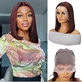 SEXAY Reddish Lace Front Bob Wigs Human Hair Short Brown Copper Red 13x4 Lace Frontal 33b# Color Bob Wig Pre Plucked Straight Human Hair Bob Wigs for Women(10")
