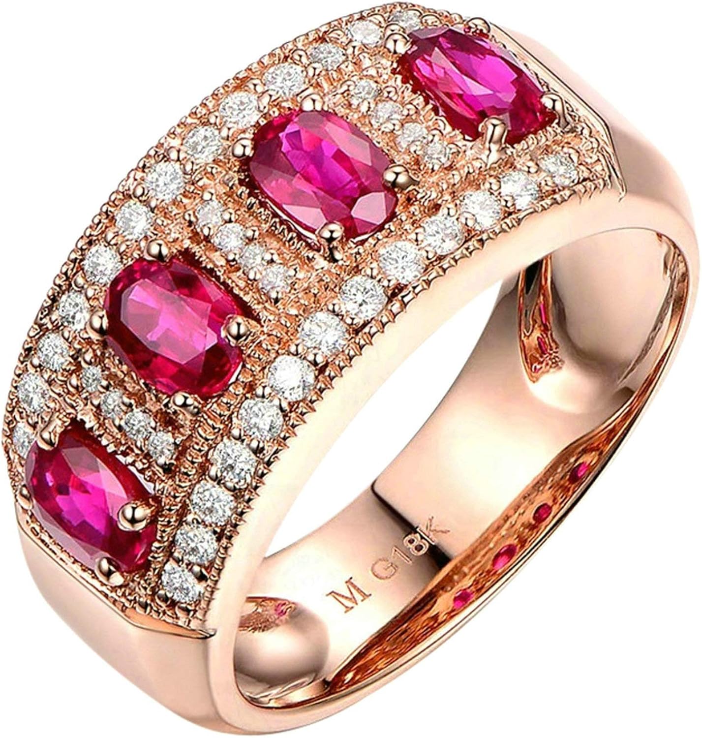 Adisaer Ring for Girlfriend 18K Gold Ring for Women Inlaid 1.15ct Ruby