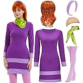 Halloween Costume for Women 2025 Adult Purple Mini Dress with Cosplay Accessoires Set