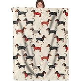 RQTWC Dachshund Throw Blanket Gifts for Boys Girls Kids Adults, Wiener Dog Flannel Blankets for Travel Sofa Living Room Decor 50"X60"