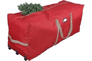 ProPik Rolling Christmas Tree Storage Bag, Fits Up to 9 ft. Xmas Tree, 28"x 16"x 60", Extra Large Heavy Duty Storage Container with Wheels and Handles, 600D Oxford (Red)